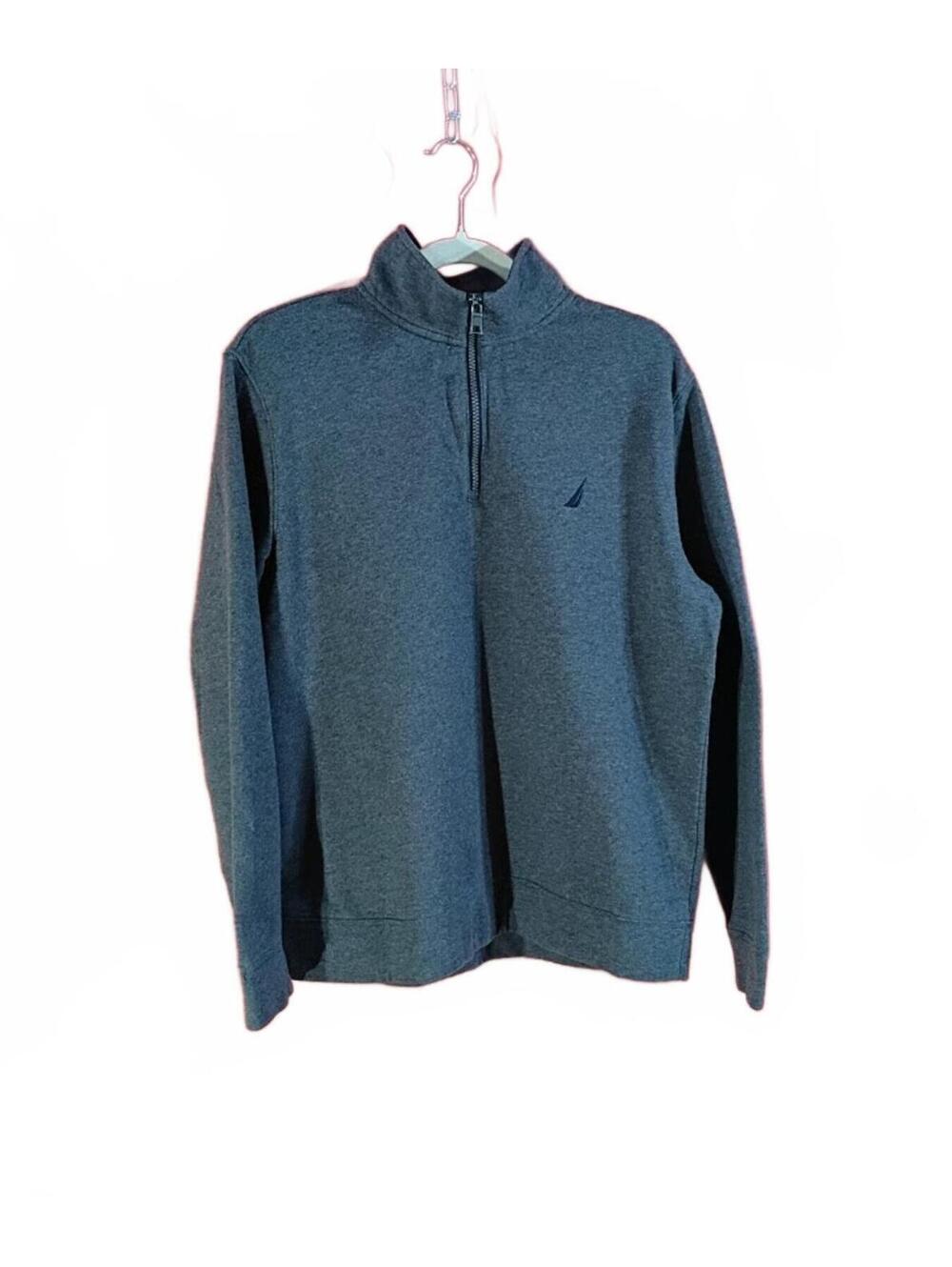 Nautica Dark Gray Quarter Zip Pullover Sweater Size M